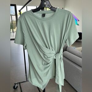 SHEIN Light Green Short Sleeve Top with Knot
